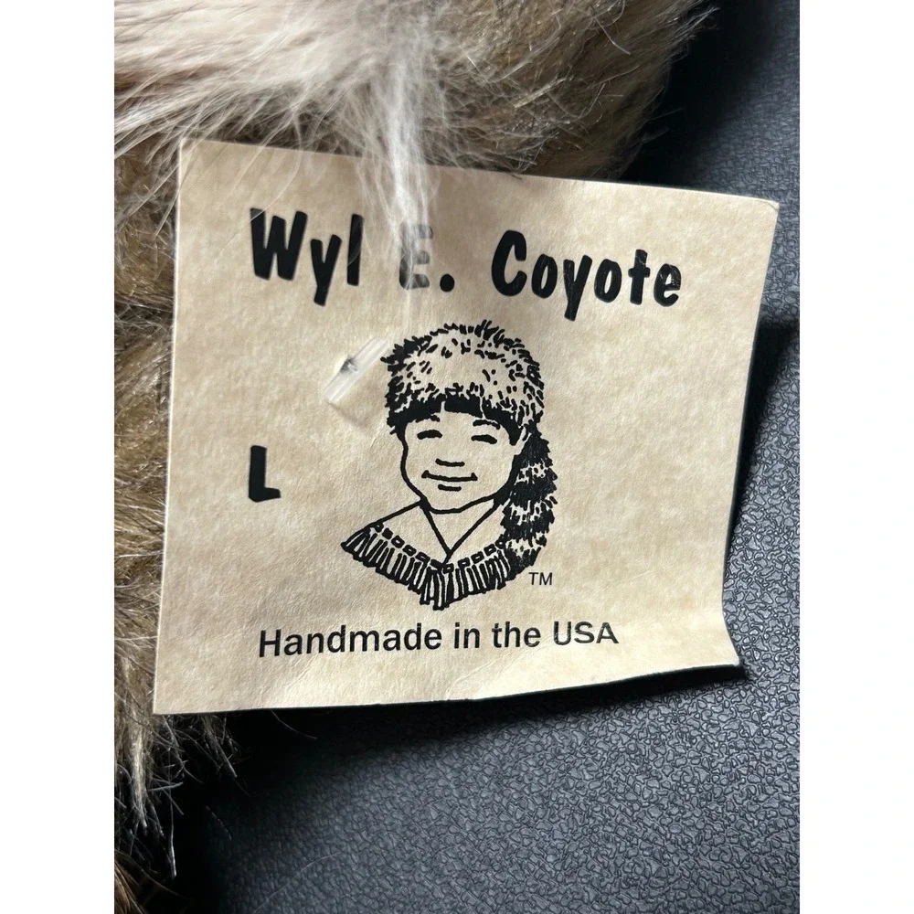 NEW Wyl E Coyote Youth Large Brown Faux Fur Face Cap Hat Tail Handmade USA